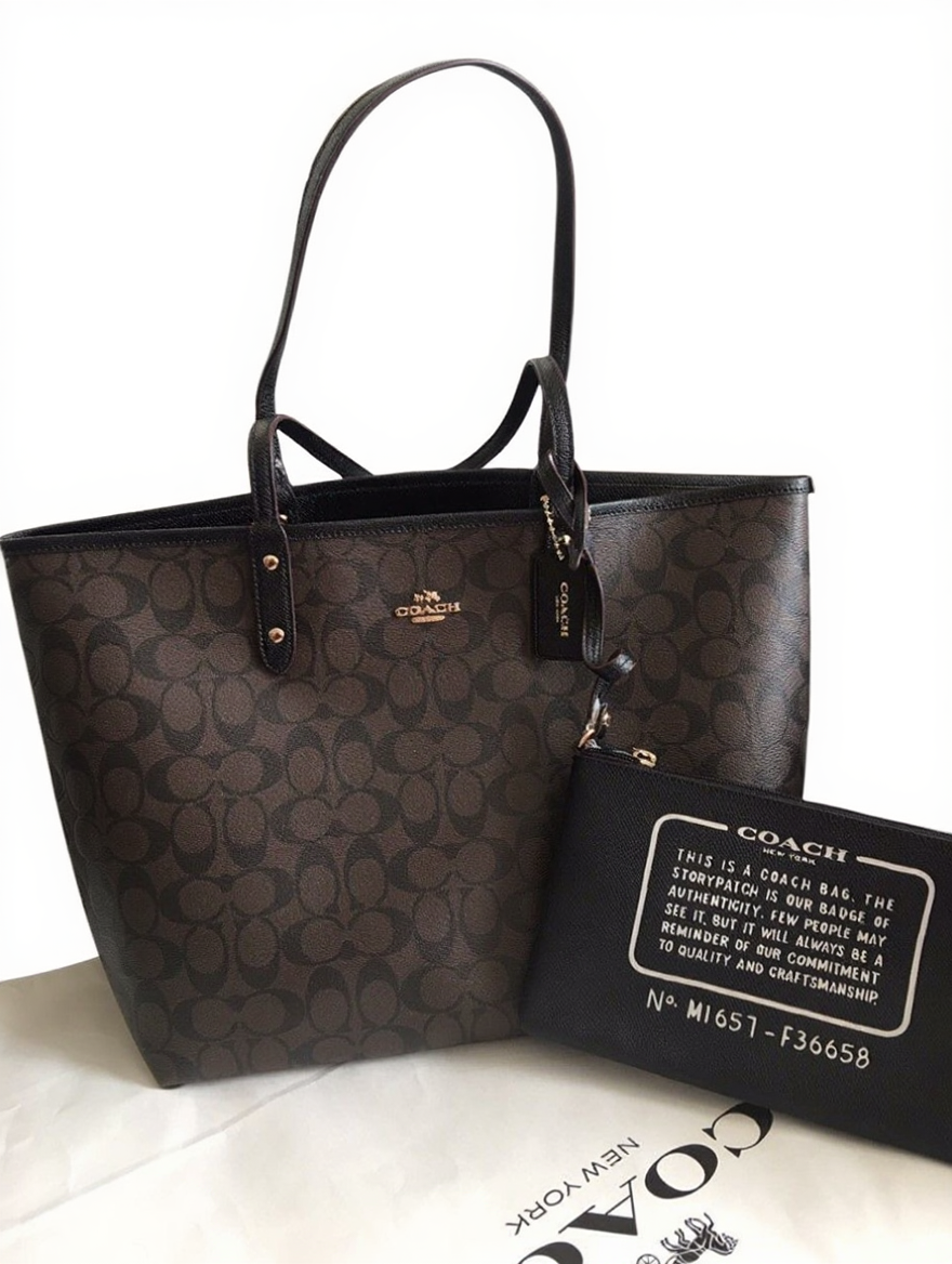 Coach Signature Canvas City Tote with Removable Pouch