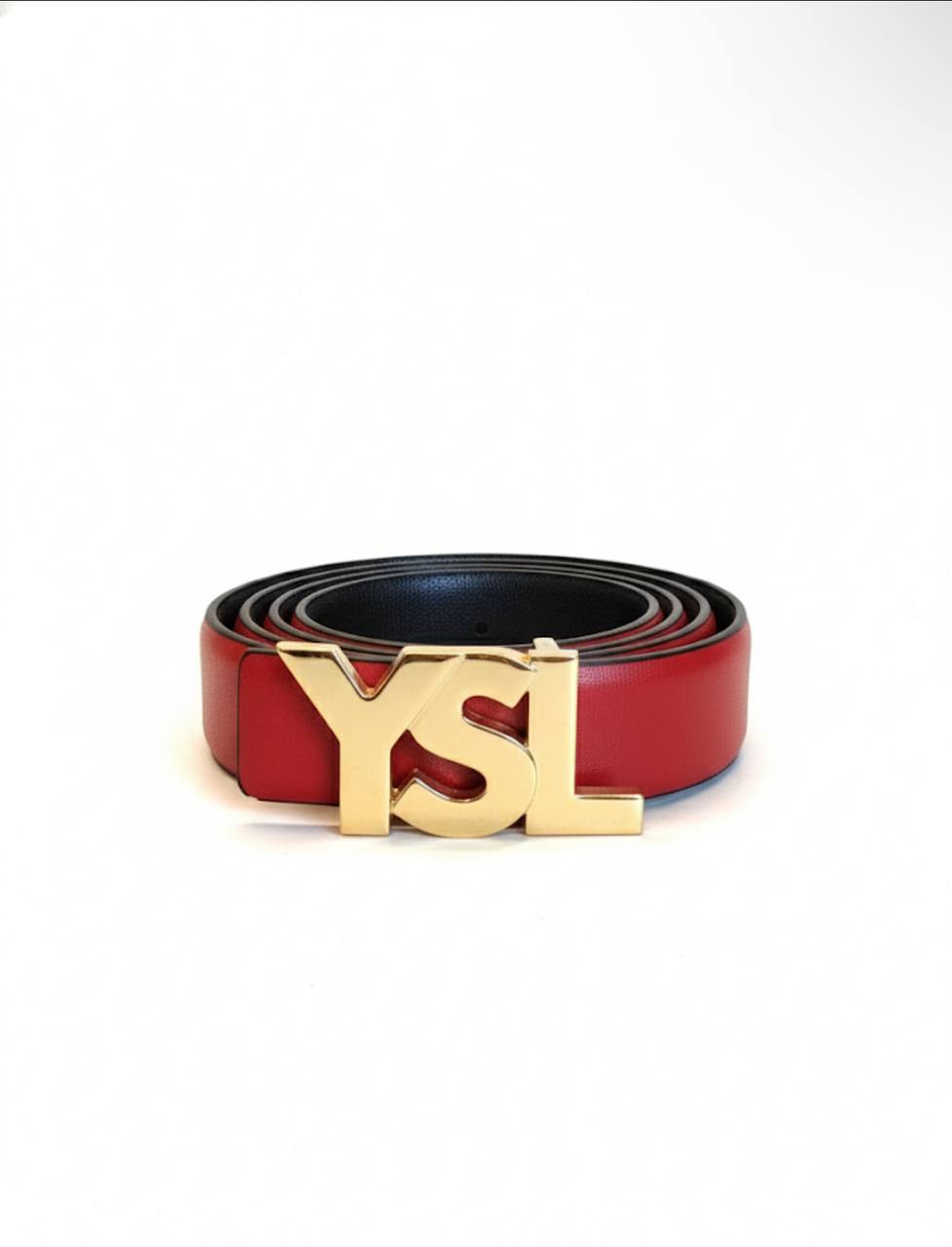 Saint Laurent YSL Bold Logo Leather Belt – Gold & Silver Buckle