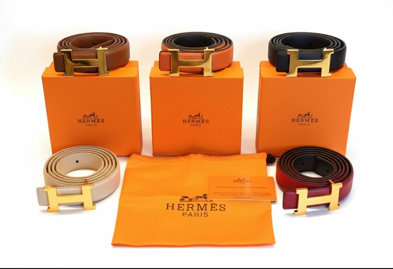 Hermès “H” Leather Belt – Gold Buckle