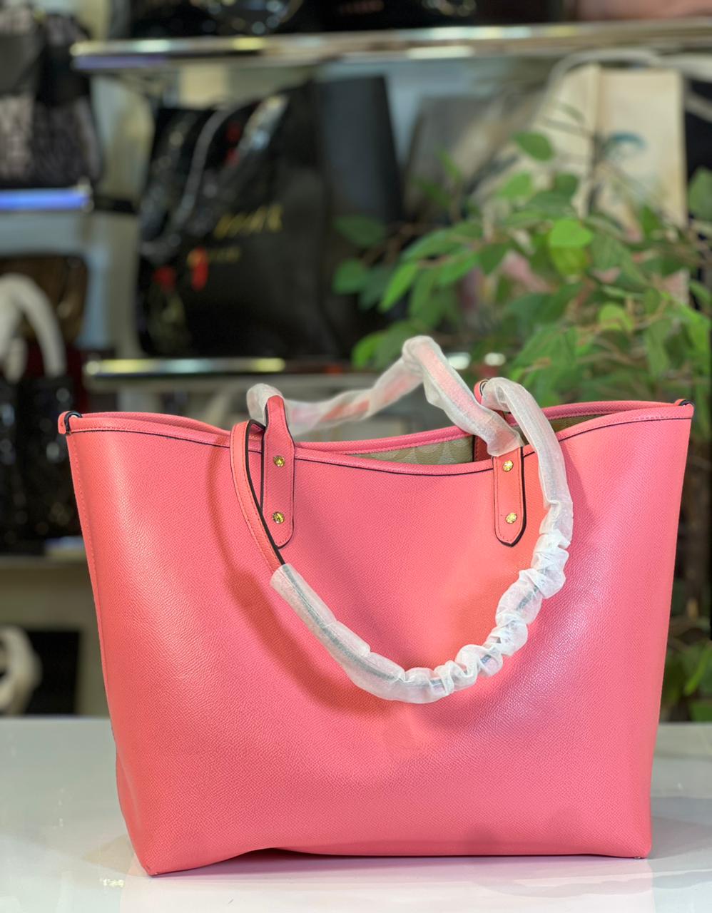 Coach-tote bag-Pink reversiabl