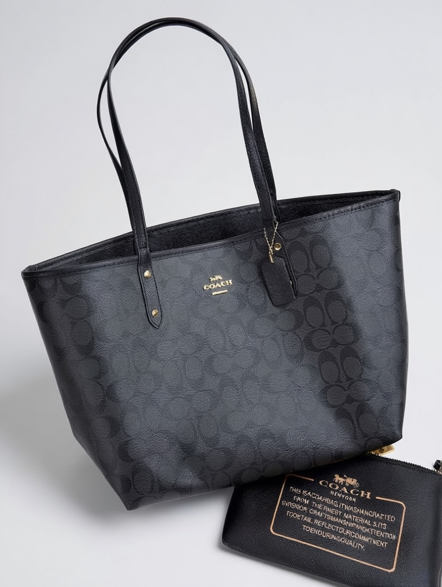 Coach Signature Canvas City Tote with Removable Pouch