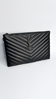 YSL Black Quilted Pouch