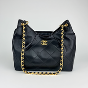 Chanel Quilted Hobo Bag (Black/Brown