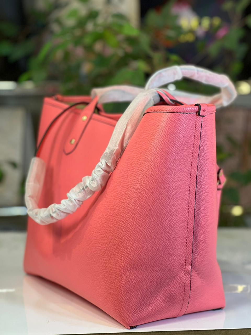 Coach-tote bag-Pink reversiabl