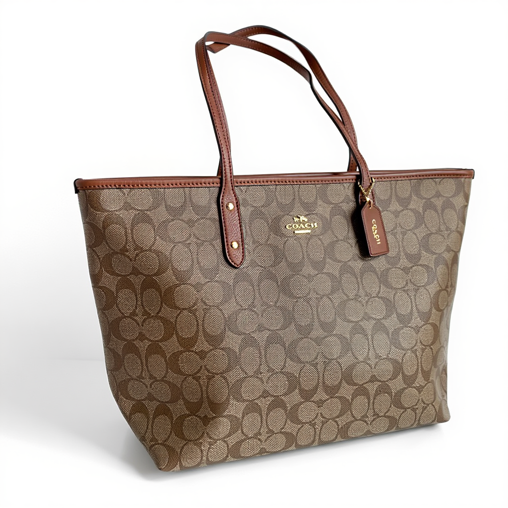 Coach Signature Canvas City Tote with Removable Pouch