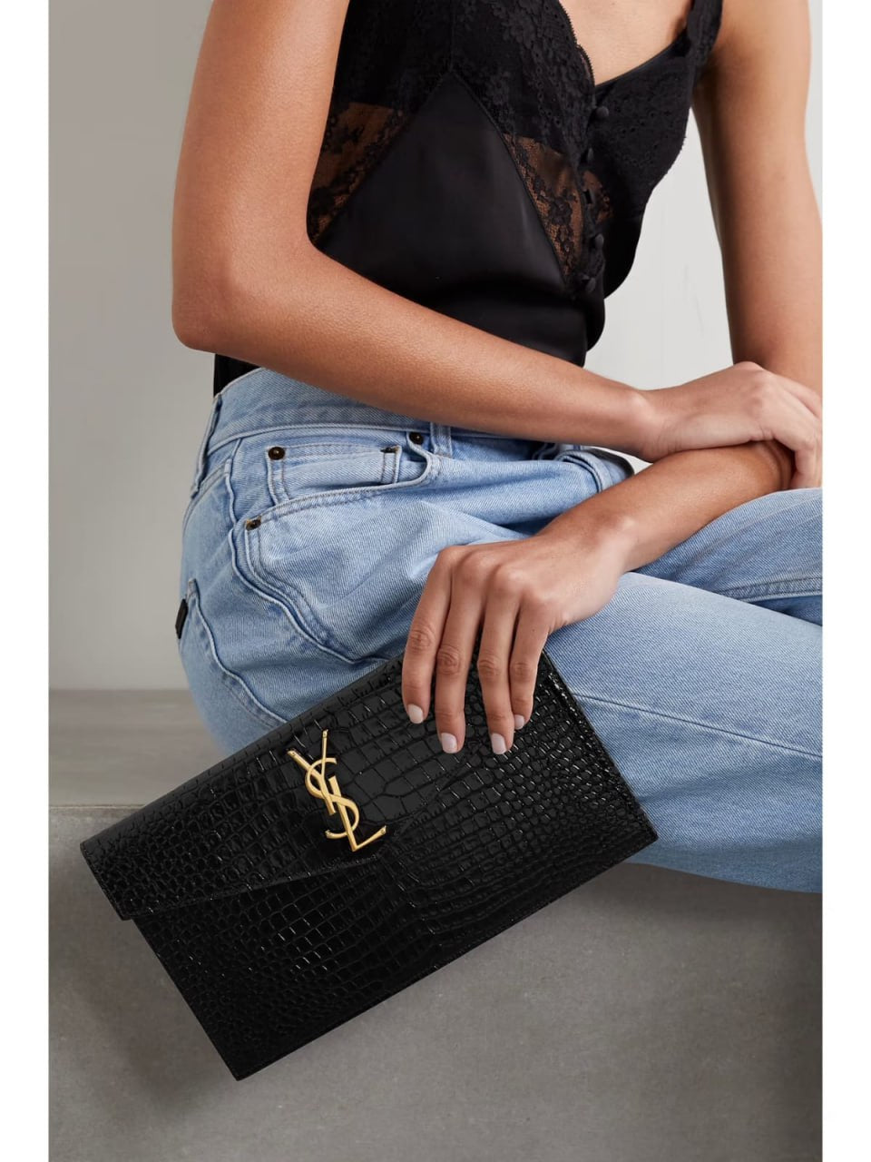 YSL Black Quilted Pouch