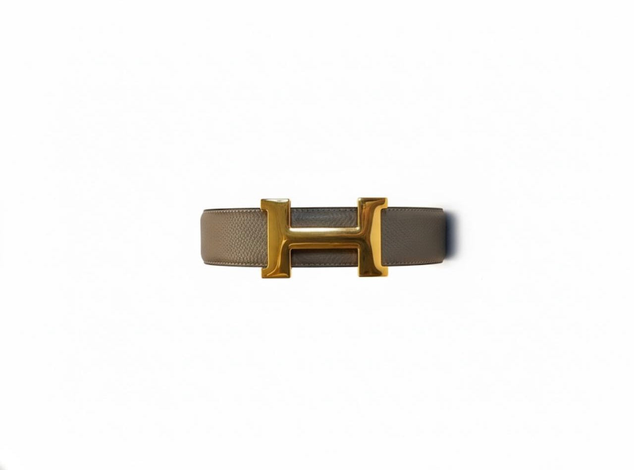 Hermès “H” Leather Belt – Gold Buckle