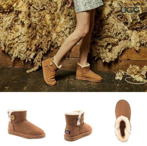 UGG Mini Bailey Button Boot – Chestnut Colour