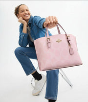 Coach Signature Monogram Small Tote - Blush Pink