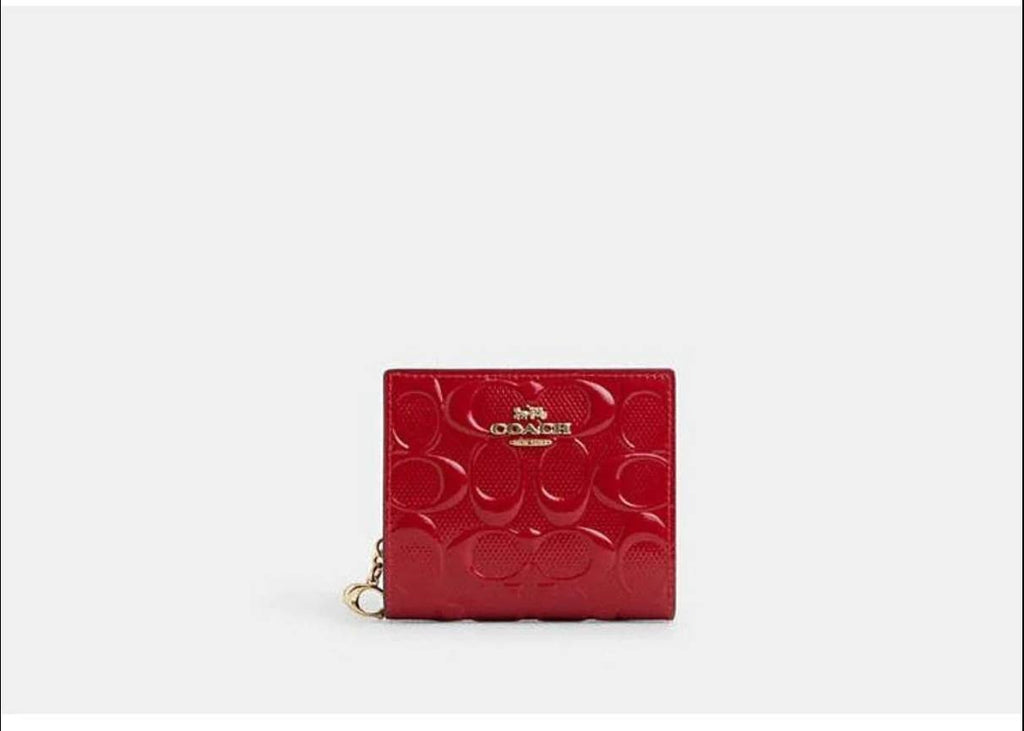 Coach Signature Patent Small Wallet – Red