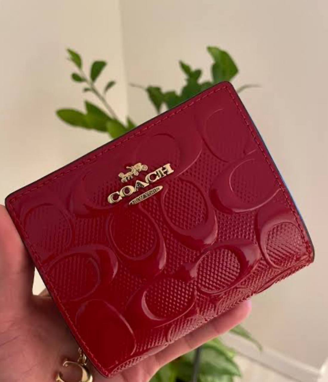 Coach Signature Patent Small Wallet – Red