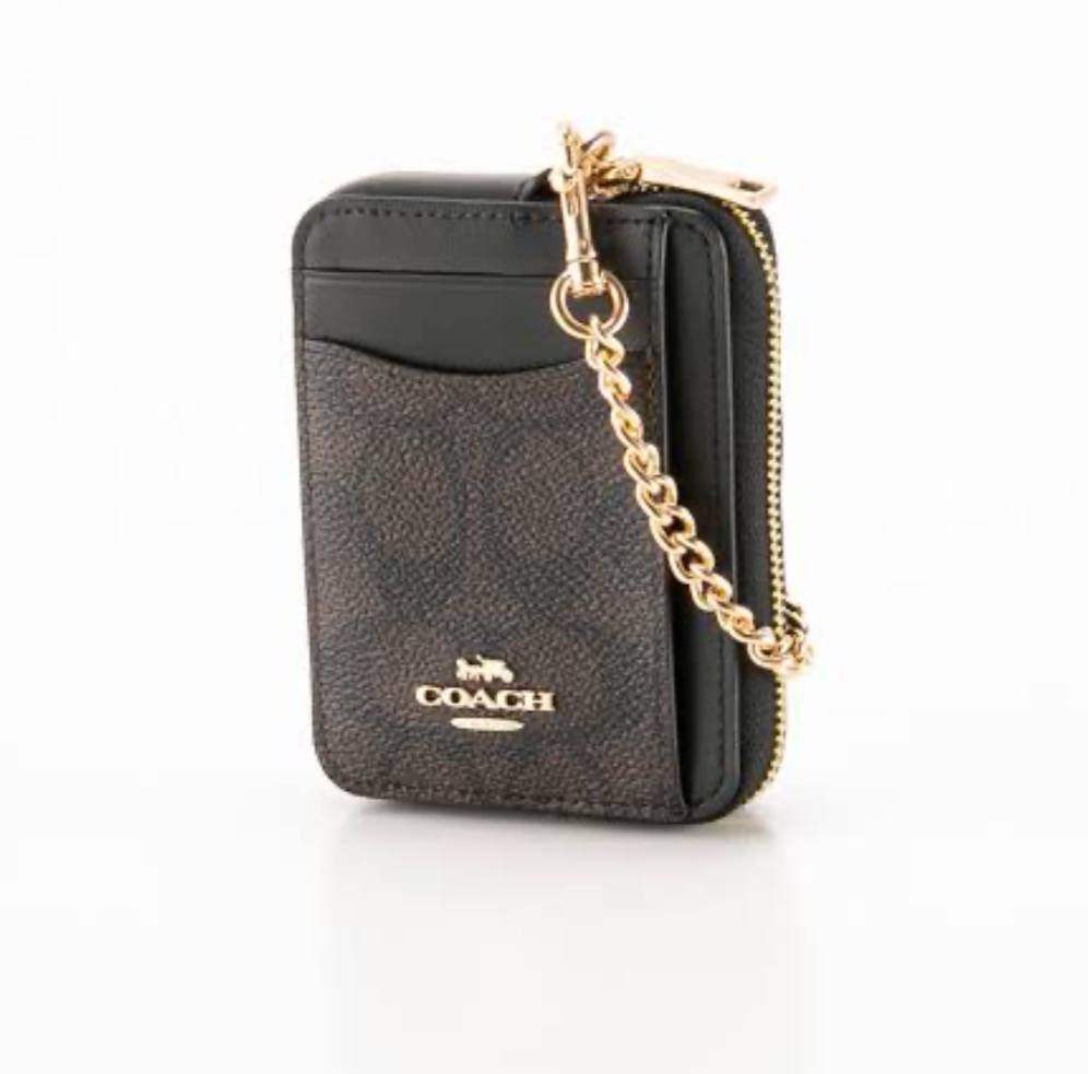Coach Signature Mini ID Wallet brown/black signature canvas