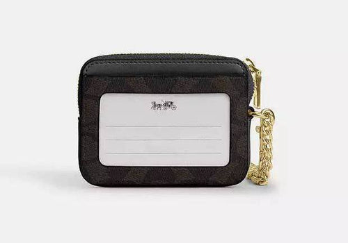 Coach Signature Mini ID Wallet brown/black signature canvas